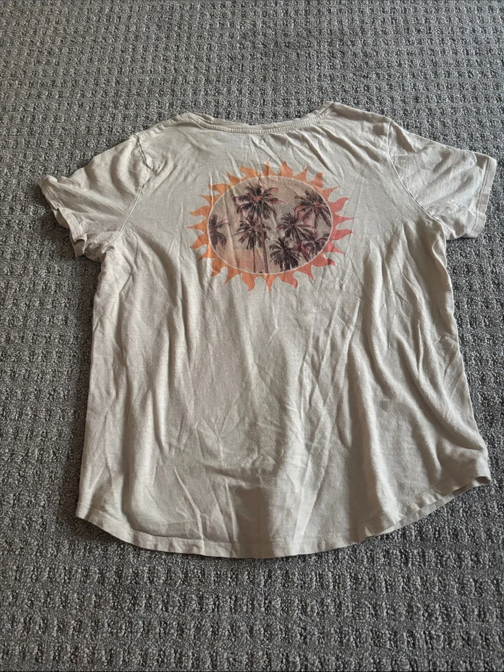Old Navy Beige Short Sleeve Crew Tee with Small Red Chest Print